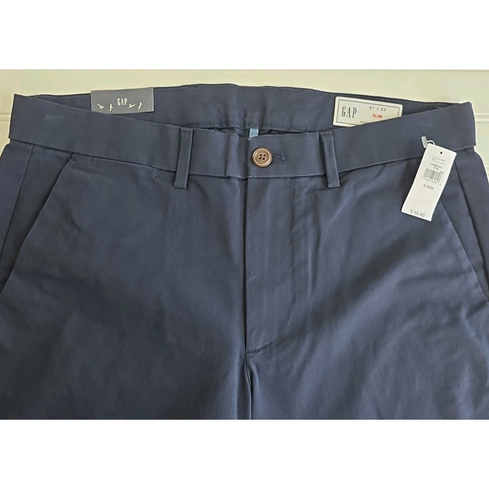 GAP FLEX Men's Navy Cotton BLEND STRETCH Chino Pants SLIM STRAIGHT Fit NWT